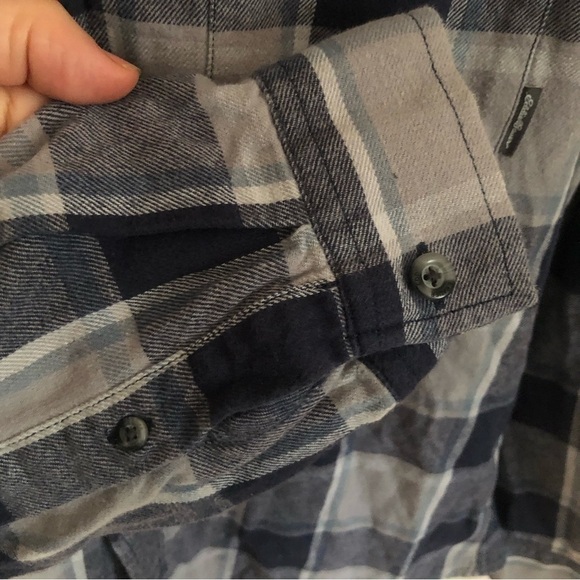 EDDIE Bauer Men’s Cozy Plaid Flannel Button Down Shirt Large - Picture 7 of 9